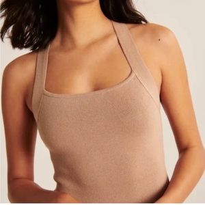 Abercrombie & Fitch Taupe Knit Crossback Thong Bodysuit- M